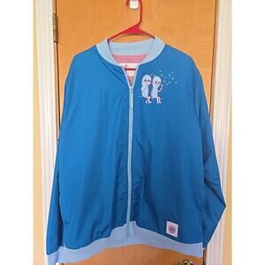 Strange Planet Nathan Pyle Alien Bubbles Blue Windbreaker Bomber Jacket Large